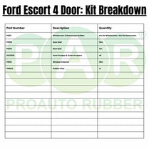 Rubber Kit for Ford Escort MK1 & MK2 4 Door