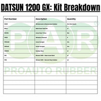 Full Rubber Kit for Datsun 1200 GX 4 Door